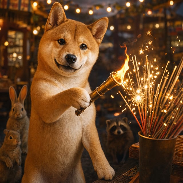 Sparklers up, tail wagging —